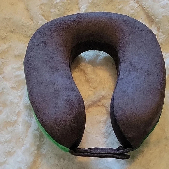 Neck pillow with dinosaurs green with snap button closure adult size travel - Picture 7 of 9